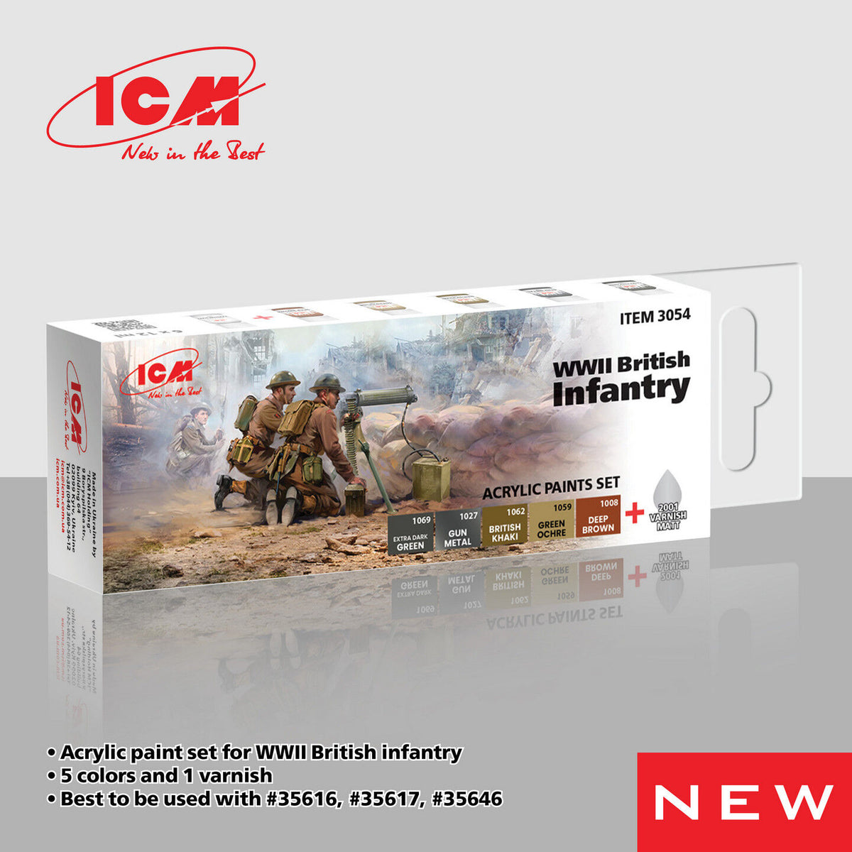 ICM Acrylic Paint Set: WWII British infantry - 6 Colours ICM3054