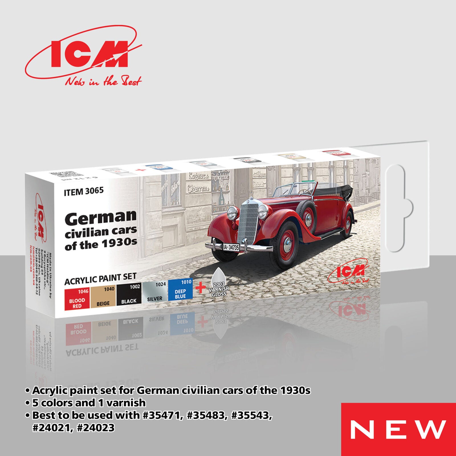 ICM Acrylic Paint Set: German civilian cars of the 1930s - 6 Colours