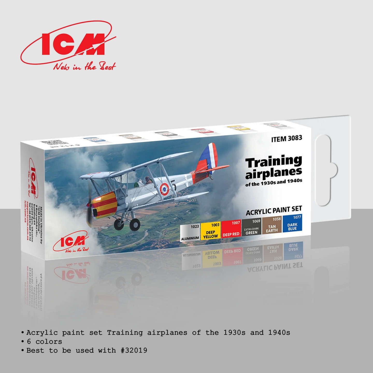 ICM Acrylic Paint Set: Acrylic paint set Training airplanes of the 1930s and 1940s - 6 Colours