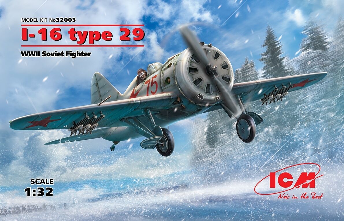 ICM 1/32 I-16 type 29 WWII Soviet Fighter Plastic Model Kit