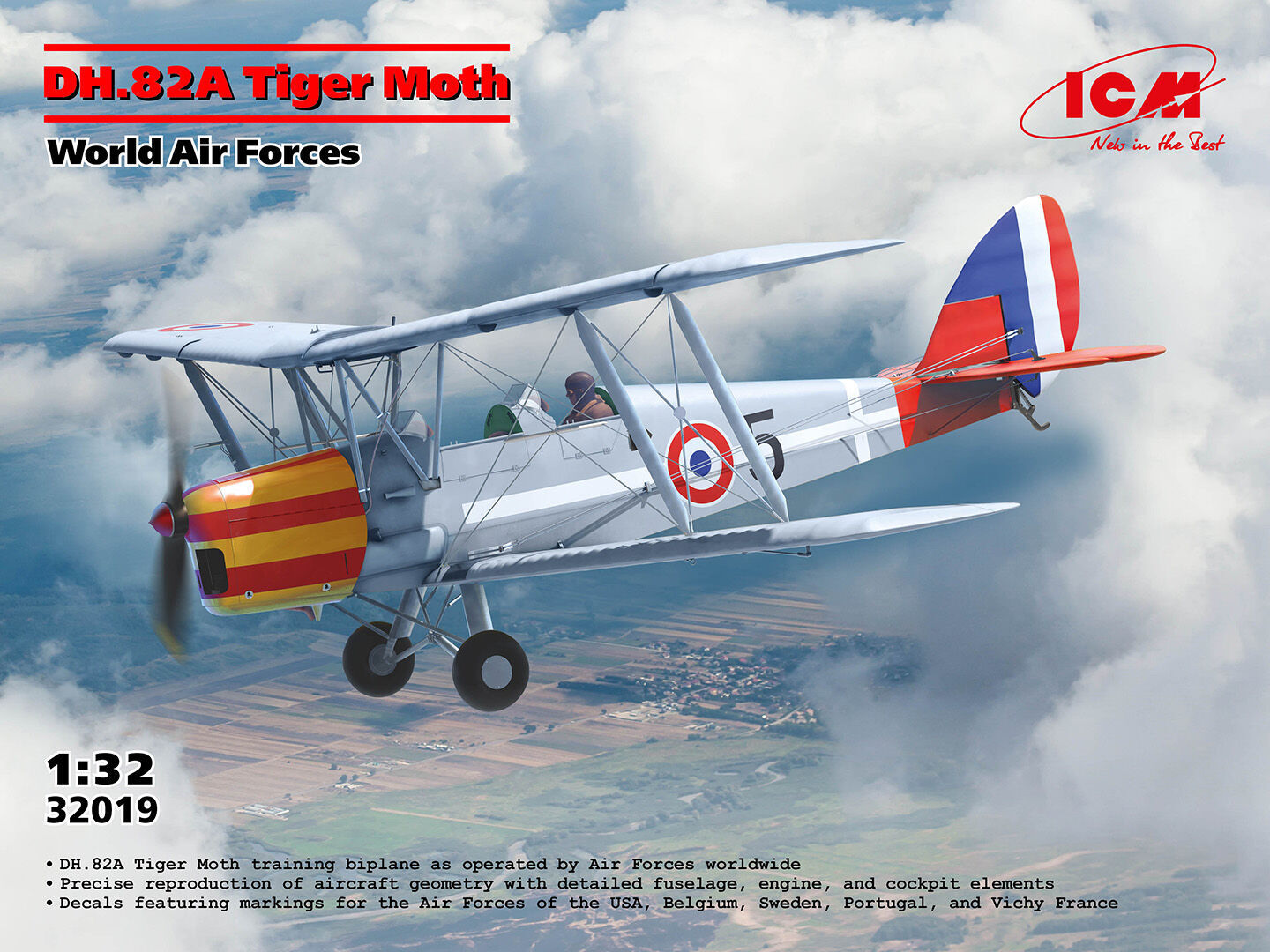 ICM 1/32 DH.82A Tiger Moth of the World Air Forces Plastic Model Kit* Aust Decals*