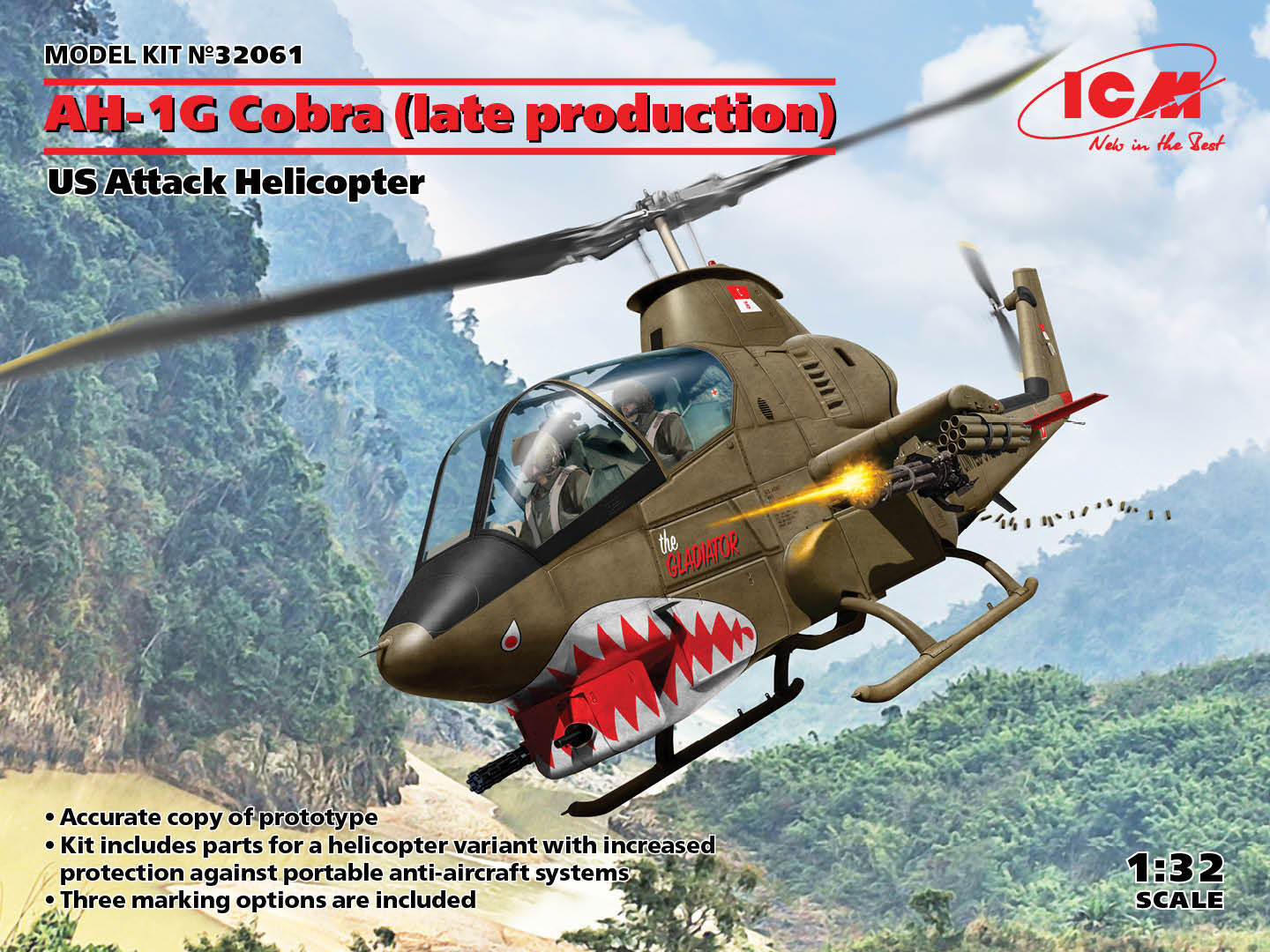 ICM 1/32 AH-1G Cobra (Late Production) US Attack Helicopter Plastic Model Kit