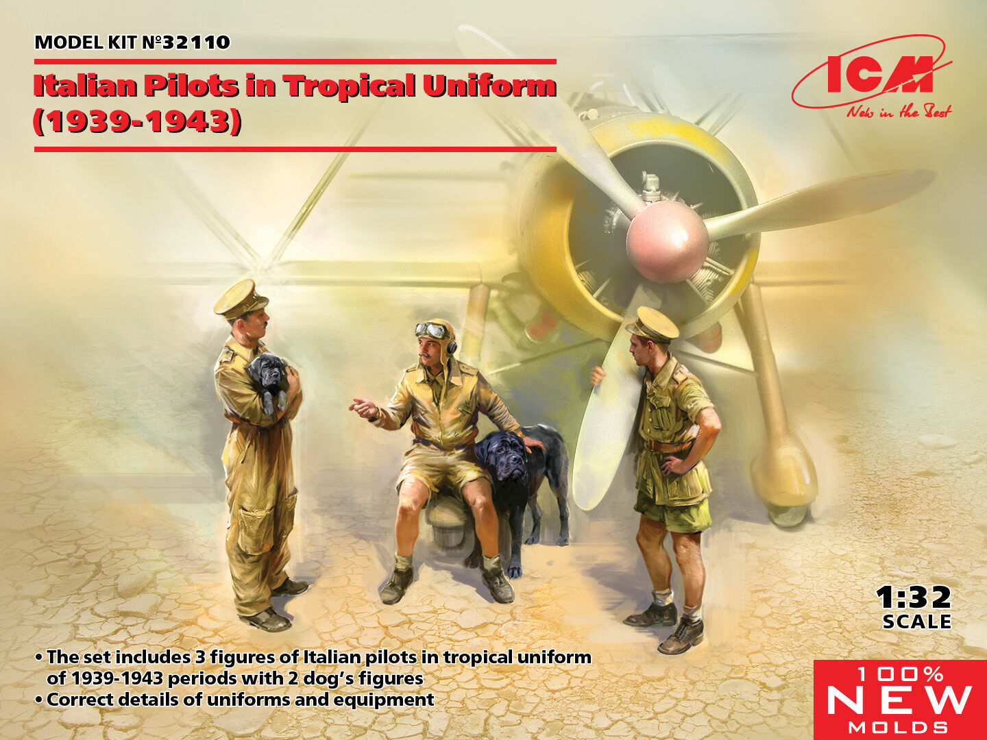 ICM 1/32 Italian Pilots in Tropical Uniform (1939-1943) Plastic Model Kit
