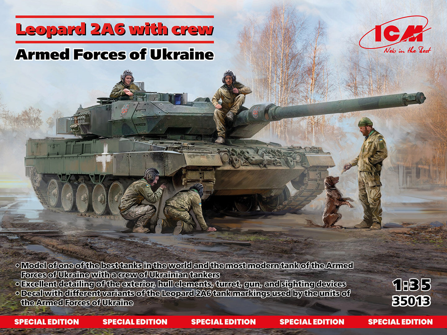 ICM 1/35 Leopard 2A6 of the Armed Forces of Ukraine with crew Plastic Model Kit