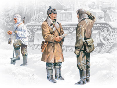 ICM 1/35 Red Army Infantry (1939-1942) (3 Figures - officer 2 soldiers) Plastic Model Kit