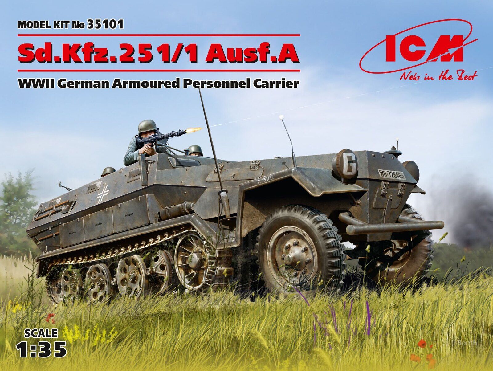 ICM 1/35 Sd.Kfz.251/1 Ausf.A WWII German Armoured Personnel Carrier Plastic Model Kit