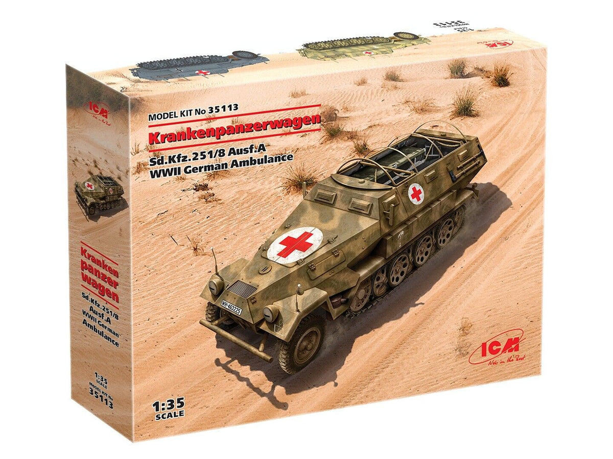 ICM 1/35 Sd.Kfz.251/8 Ausf.A 'Krankenpanzerwagen' WWII German Ambulance Plastic Model Kit ICM35113