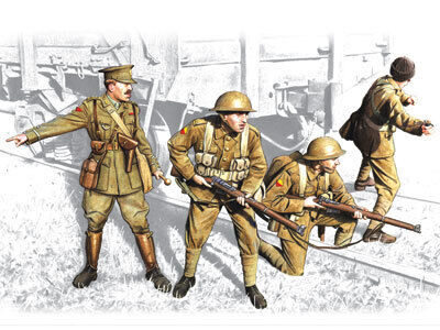 ICM 1/35 British Infantry (1917-1918) (4 Figures - 1 officer 3 soldiers) Plastic Model Kit