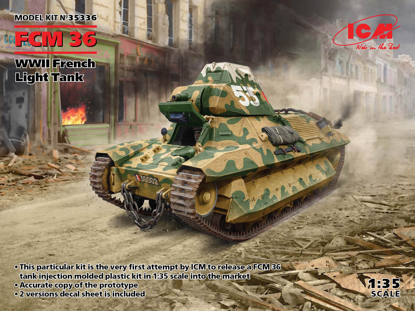 ICM 1/35 FCM 36 WWII French Light Tank Plastic Model Kit