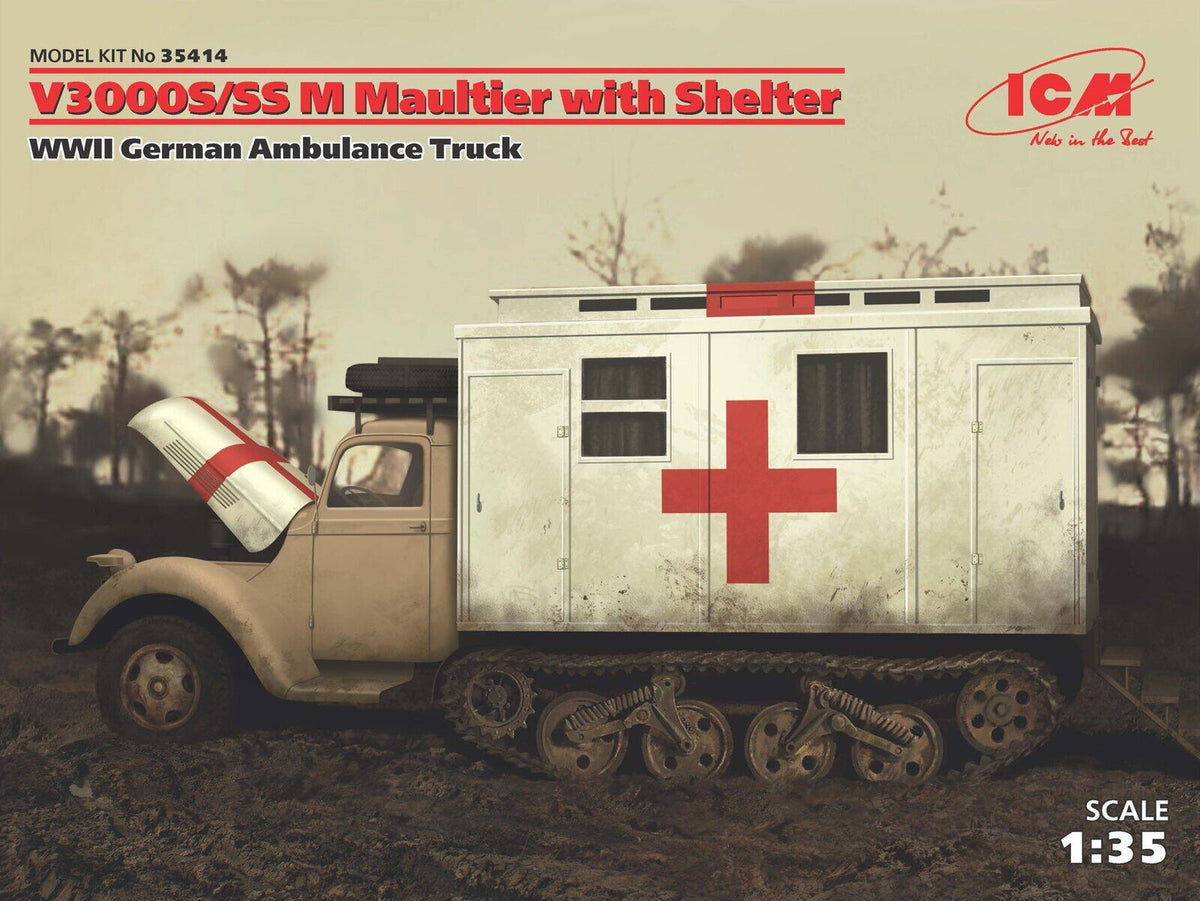 ICM 1/35 V3000S/SS M Maultier with Shelter WWII German Truck Plastic Model Kit ICM35414