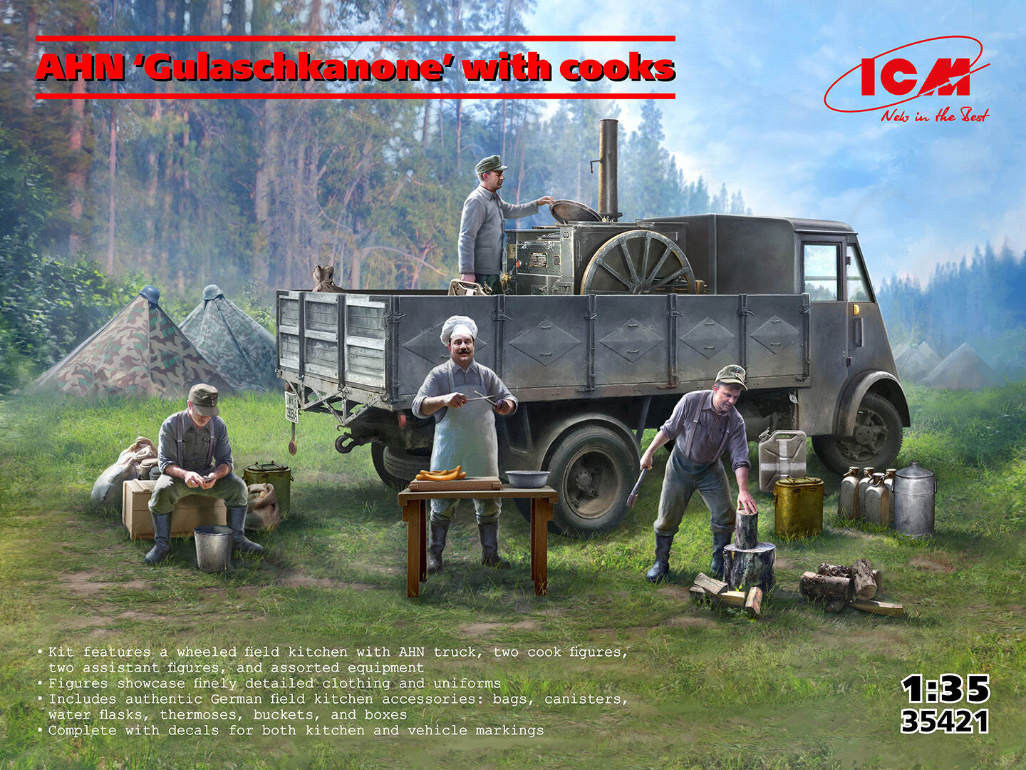 ICM 1/35 AHN 'Gulaschkanone' with cooks Plastic Model Kit