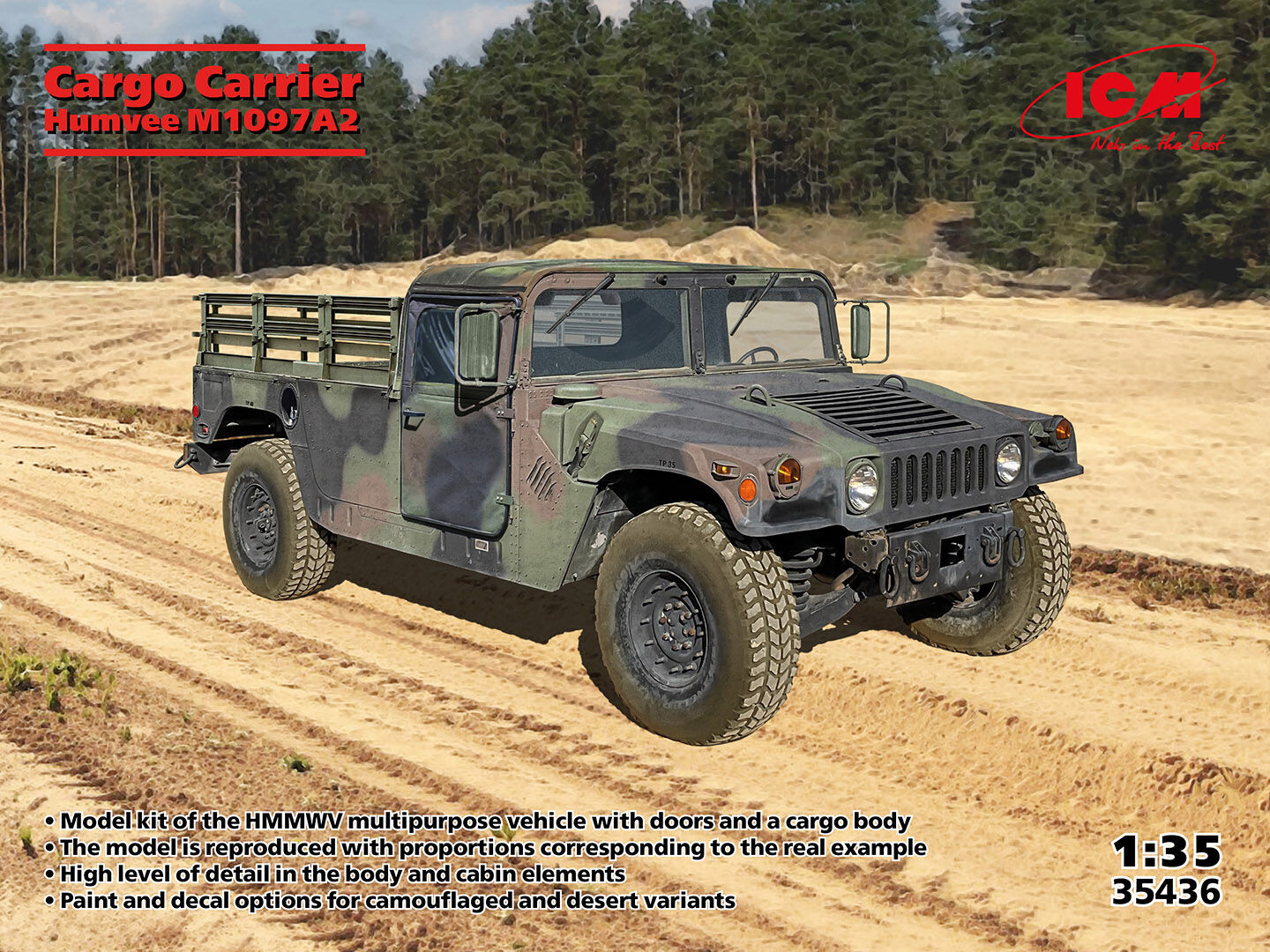 ICM 1/35 Humvee M1097A2 Cargo Carrier Plastic Model Kit