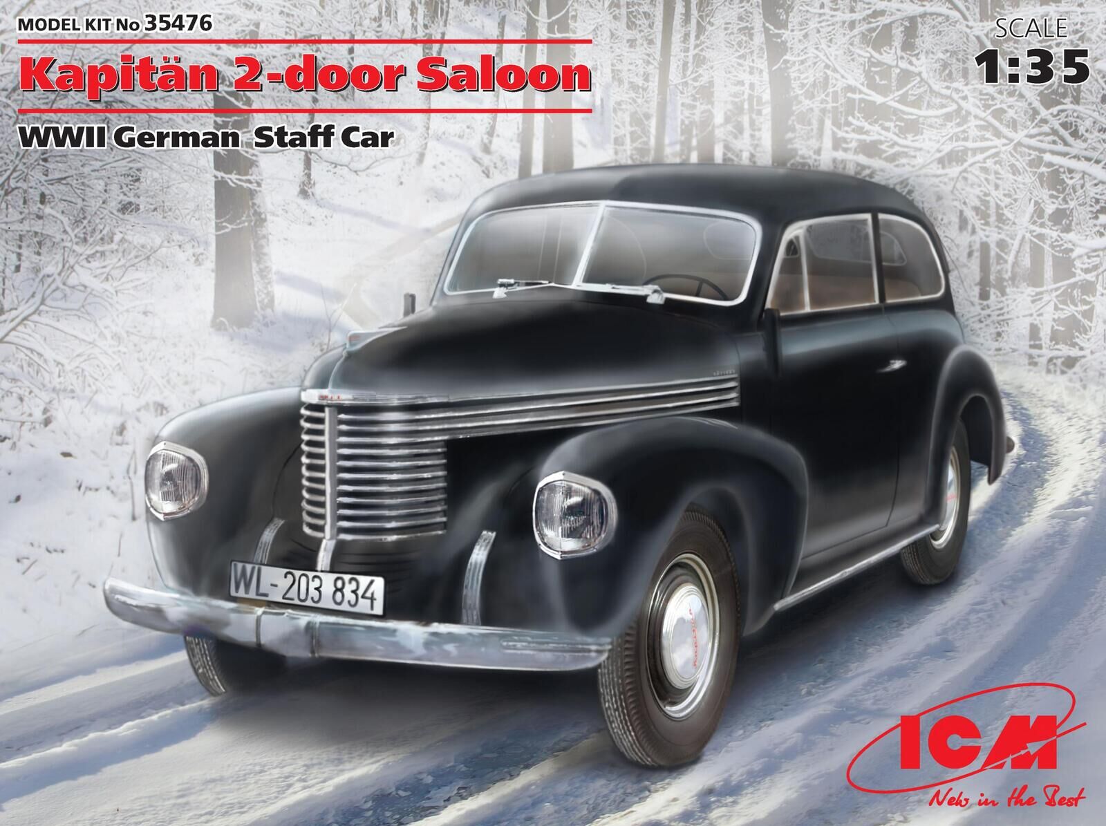 ICM 1/35 Kapitn 2-door Saloon WWII German Staff Car Plastic Model Kit