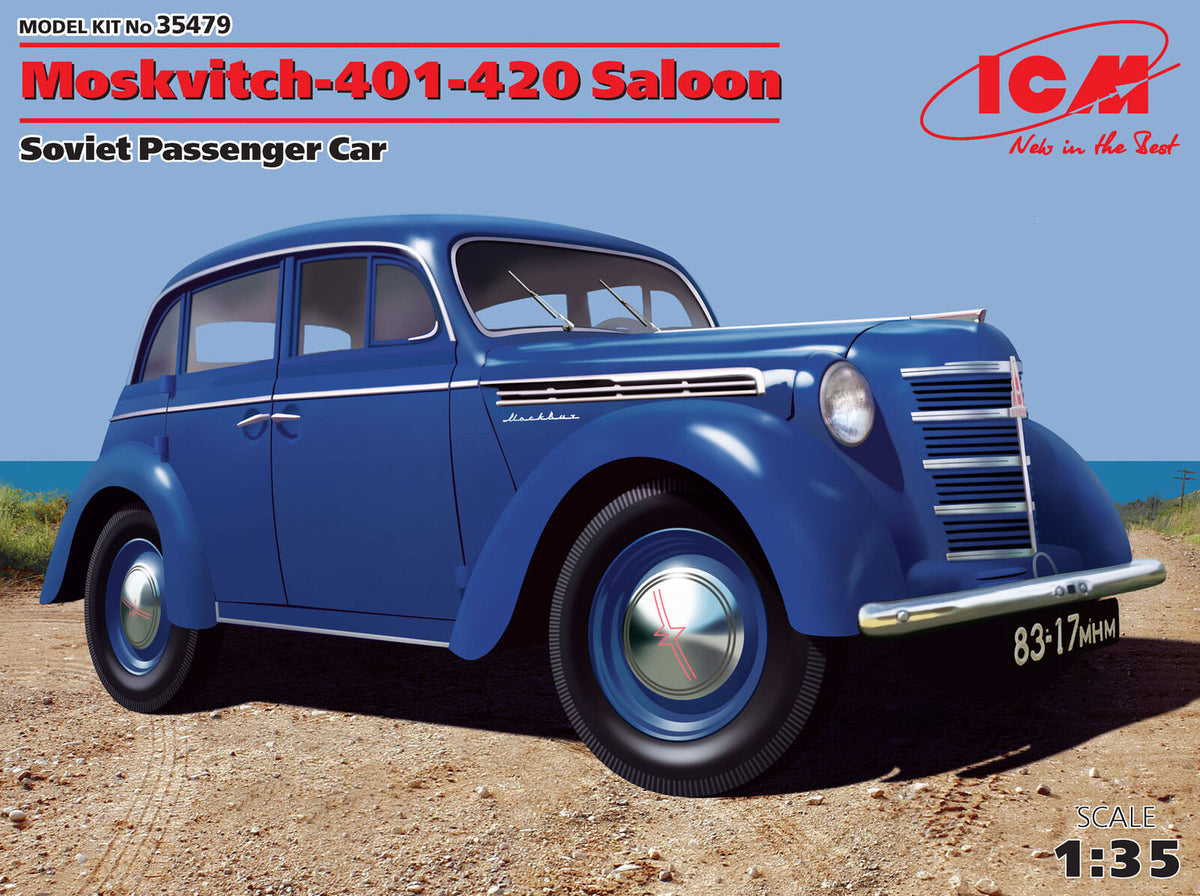 ICM 1/35 Moskvitch-401-420 Saloon Soviet Passenger Car Plastic Model Kit ICM35479