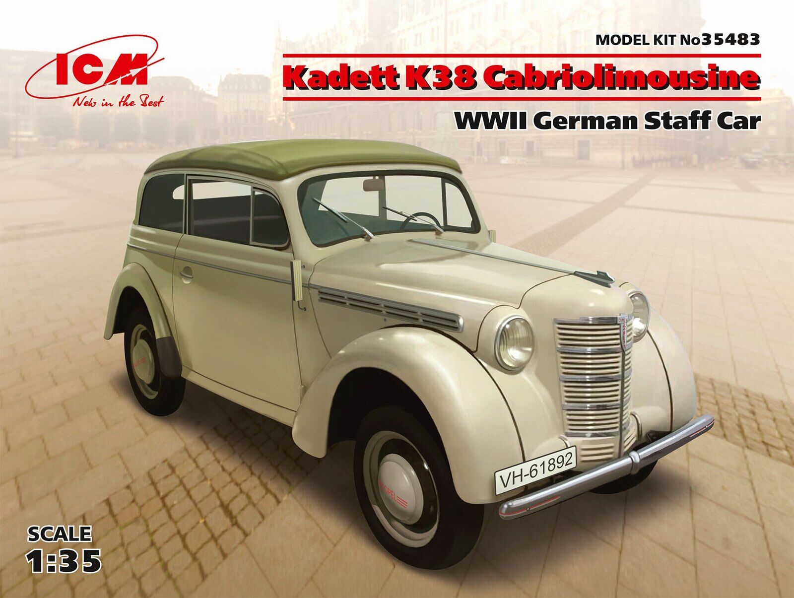 ICM 1/35 Kadett K38 Cabriolimousine WWII German Staff Car Plastic Model Kit