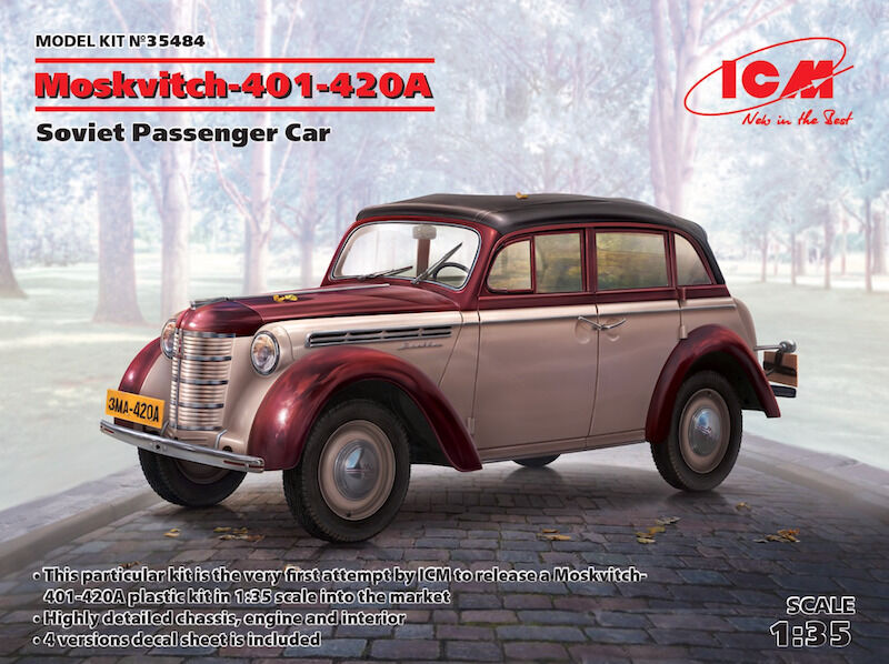 ICM 1/35 Moskvitch-401-420A Soviet Passenger Car Plastic Model Kit