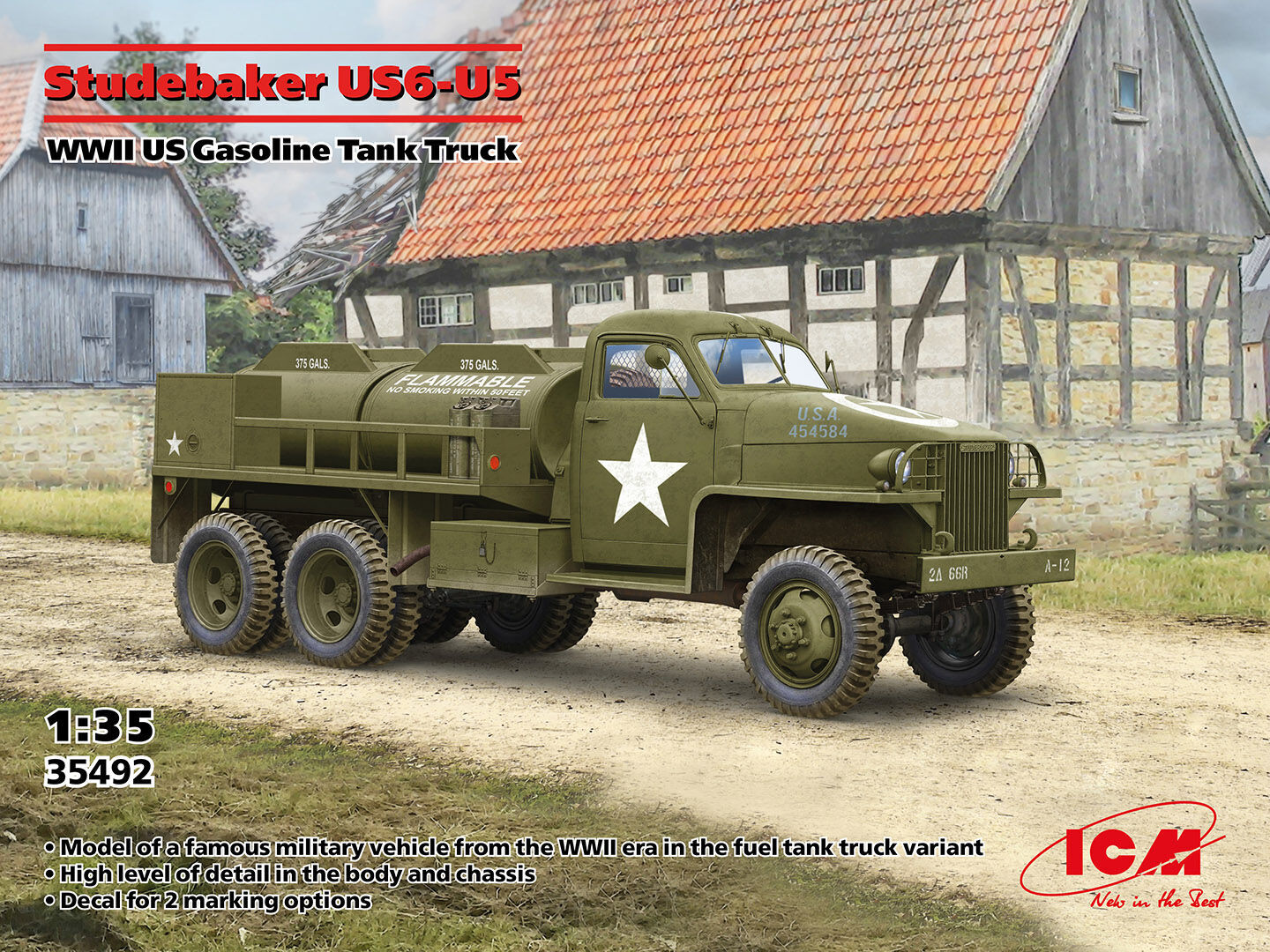 ICM 1/35 Studebaker US6-U5 WWII US Gasoline Tank Truck Plastic Model Kit