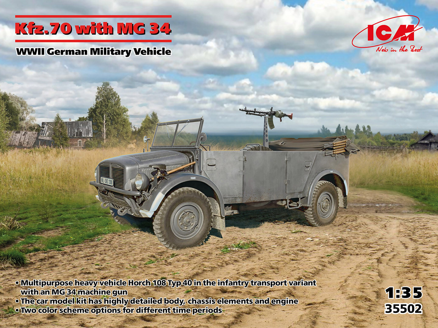 ICM 1/35 Kfz.70 with MG 34 WWII German Military Vehicle Plastic Model Kit