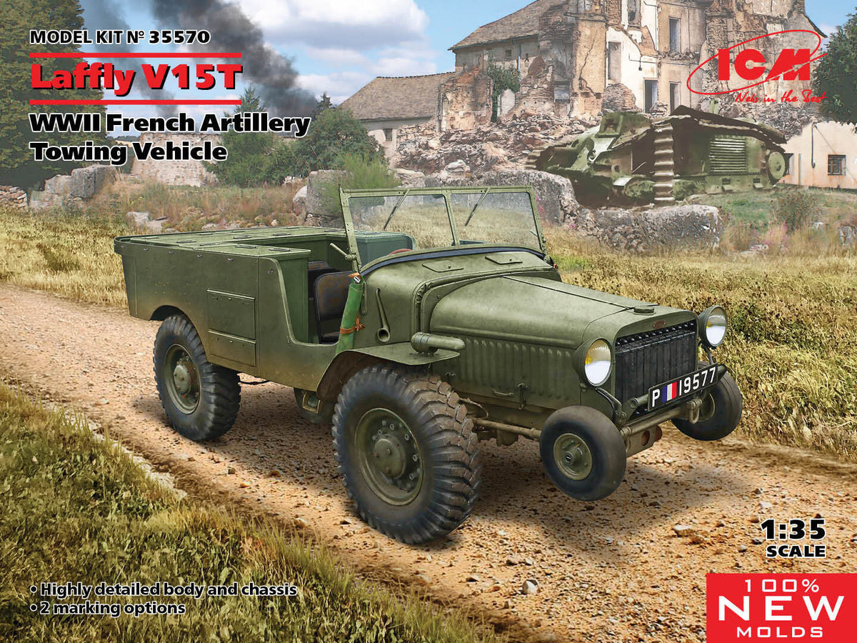 ICM 1/35 Laffly V15T WWII French Artillery Towing Vehicle Plastic Model Kit ICM35570