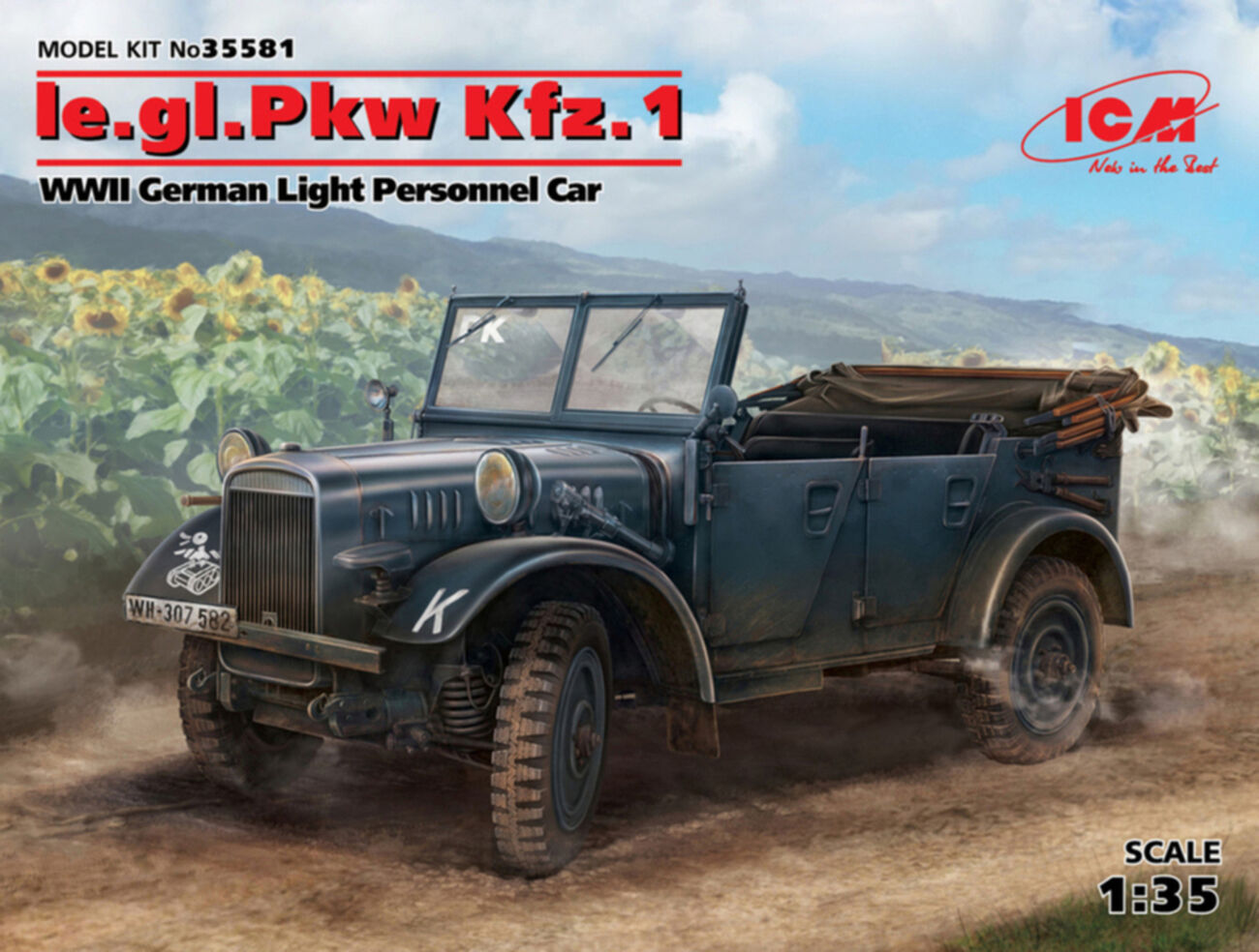 ICM 1/35 le.gl.Pkw Kfz.1 WWII German Light Personnel Car Plastic Model Kit