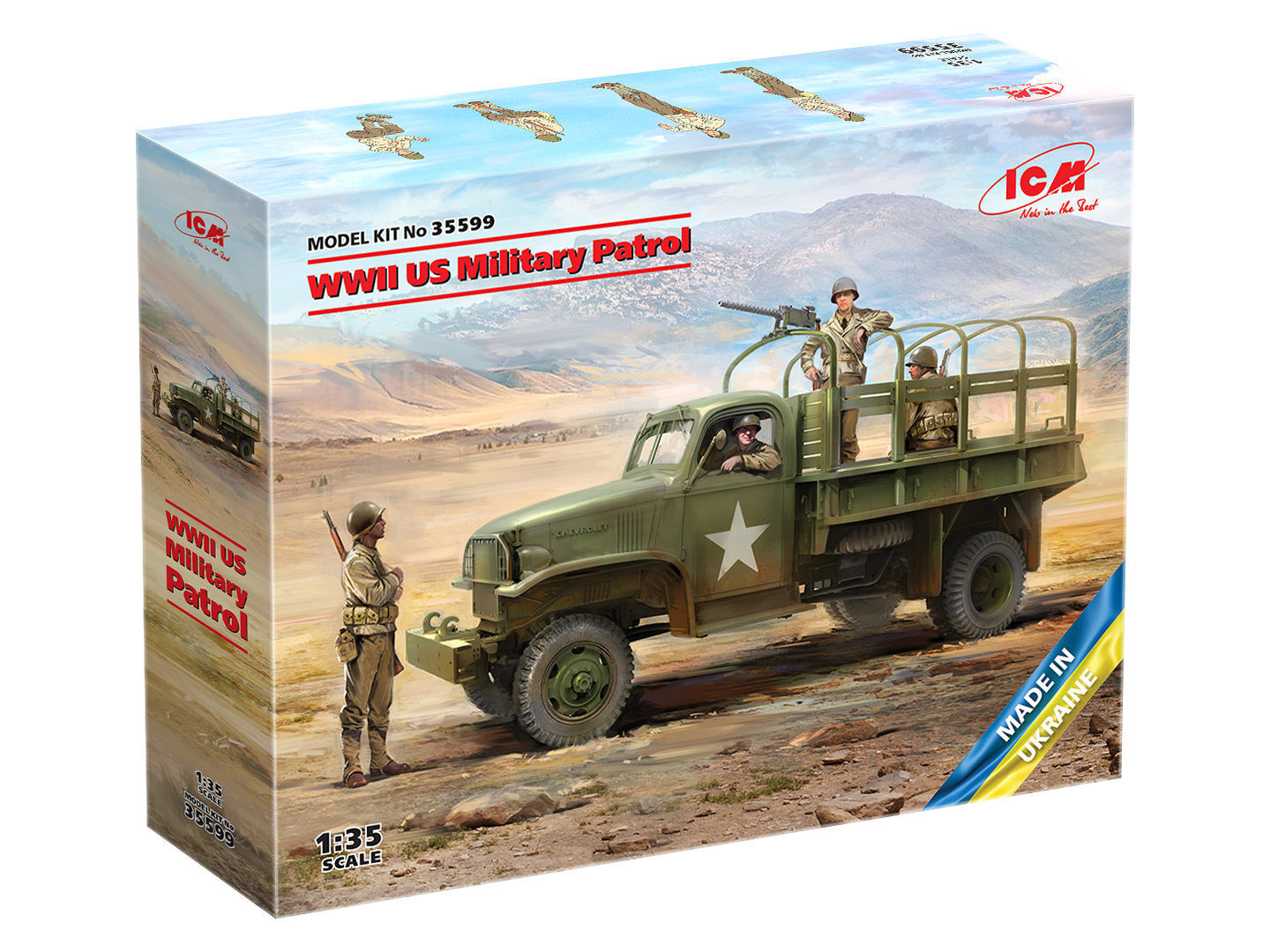 ICM 1/35 WWII US Military Patrol (G7107 with MG M1919A4) Plastic Model Kit