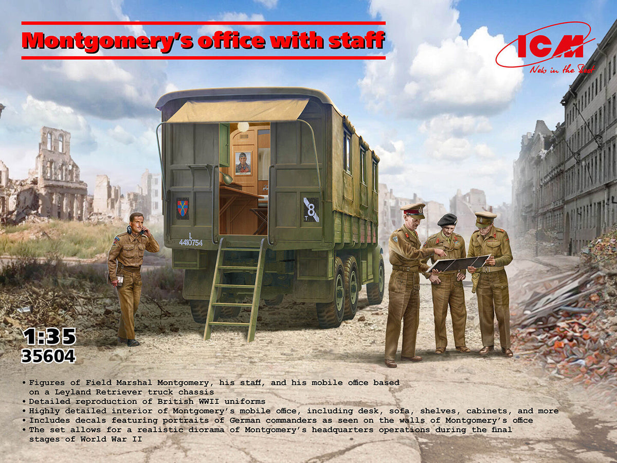 ICM 1/35 Montgomery's Office with Staff Plastic Model Kit ICM35604