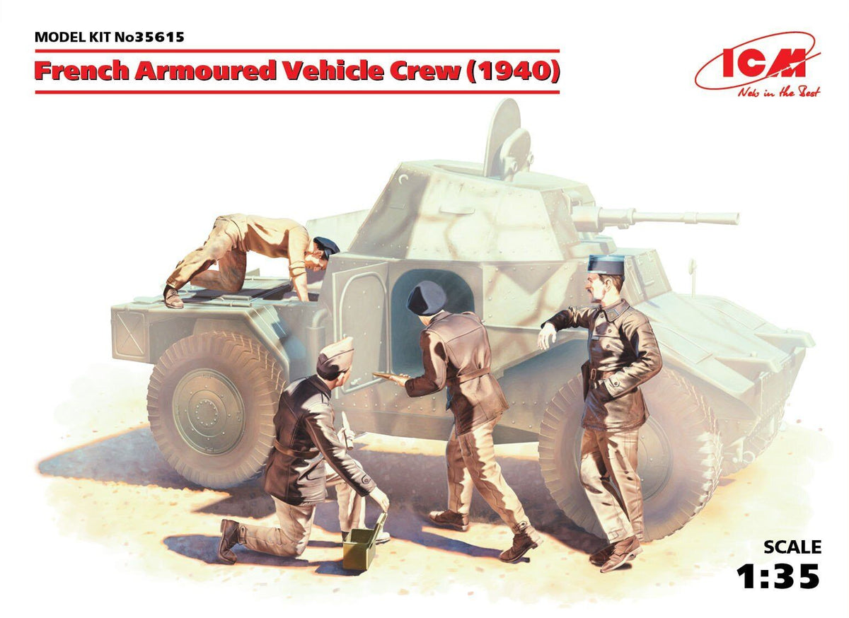 ICM 1/35 French Armoured Vehicle Crew (1940) (4 Figures) Plastic Model Kit ICM35615