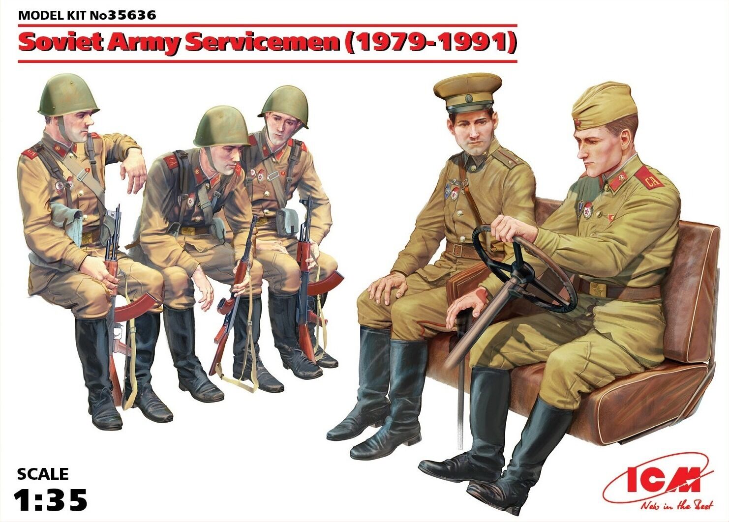 ICM 1/35 Soviet Army Servicemen (1979-1991) (5 Figures) Plastic Model Kit