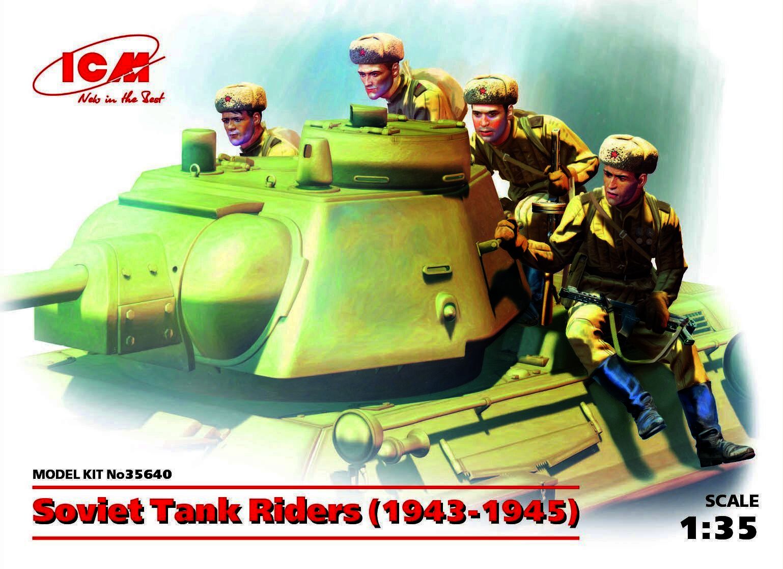 ICM 1/35 Soviet Tank Riders (1943-1945) (4 Figures) Plastic Model Kit