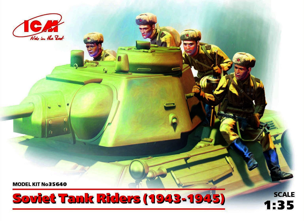 ICM 1/35 Soviet Tank Riders (1943-1945) (4 Figures) Plastic Model Kit ICM35640