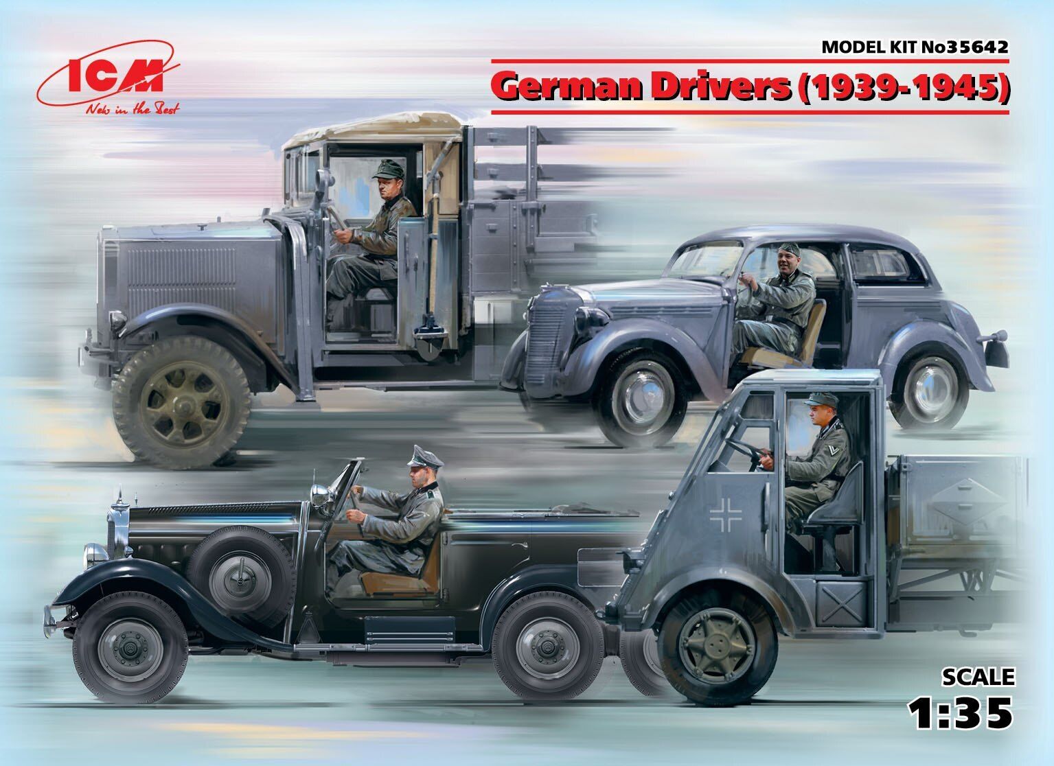 ICM 1/35 German Drivers (1939-1945) (4 Figures) Plastic Model Kit