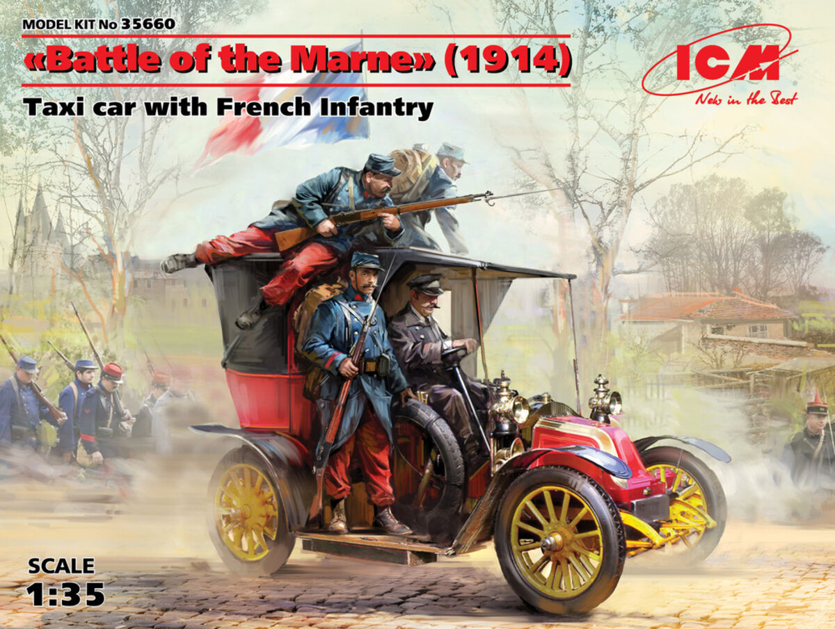 ICM 1/35 "Battle of the Marne" (1914) Taxi car with French Infantry Plastic Model Kit