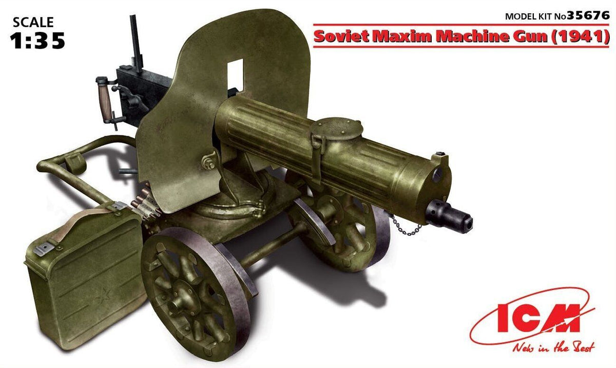 ICM 1/35 Soviet Maxim Machine Gun (1941) Plastic Model Kit ICM35676