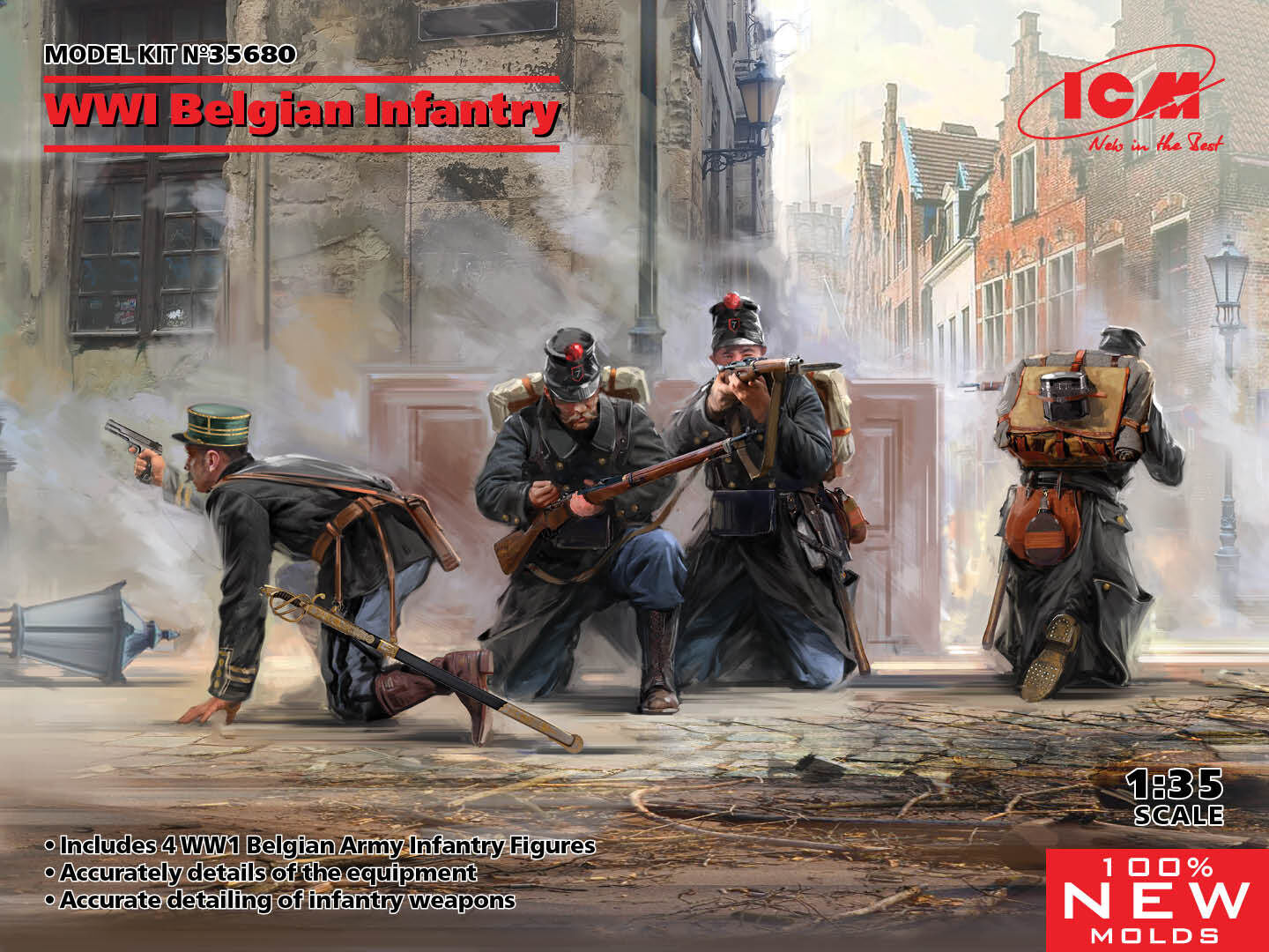 ICM 1/35 WWI Belgian Infantry Plastic Model Kit
