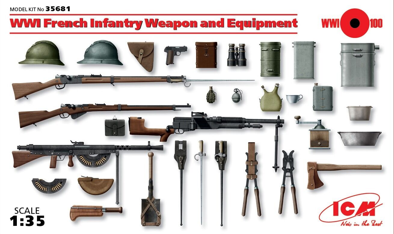 ICM 1/35 WWI French Infantry Weapon and Equipment Plastic Model Kit