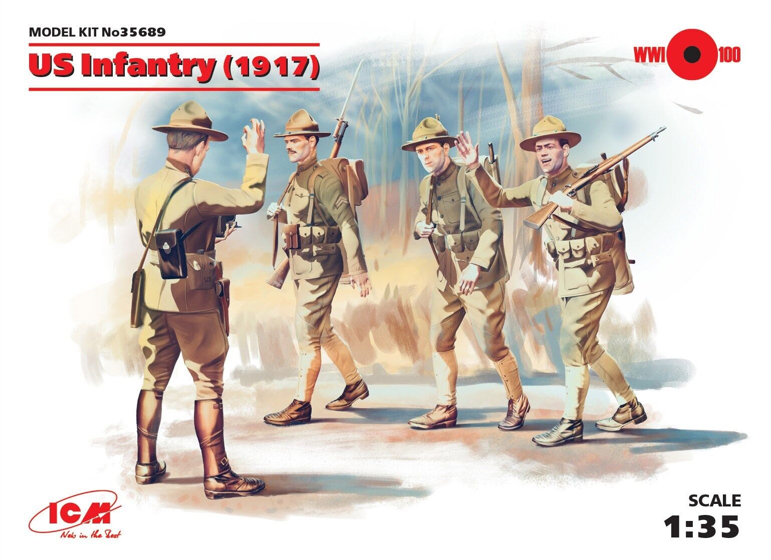 ICM 1/35 US Infantry (1917) (4 Figures) Plastic Model Kit