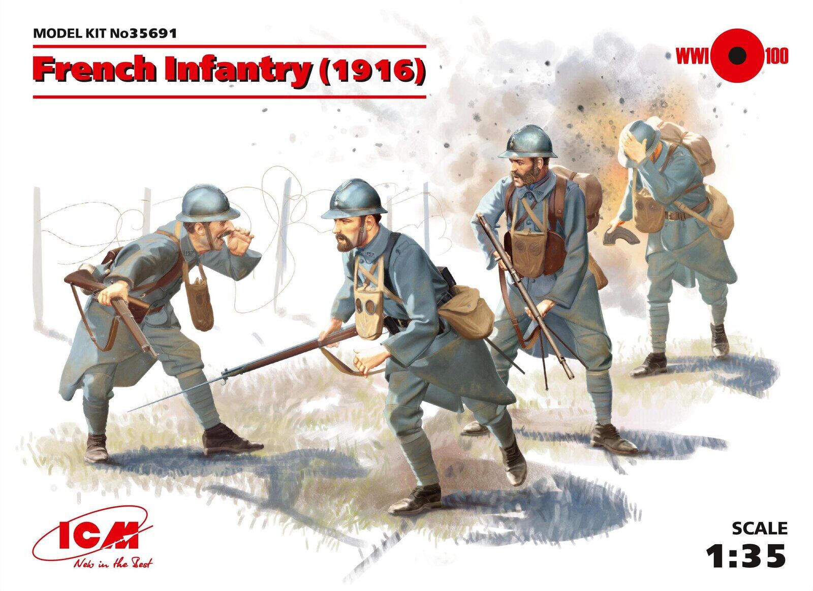 ICM 1/35 French Infantry (1916) (4 Figures) Plastic Model Kit