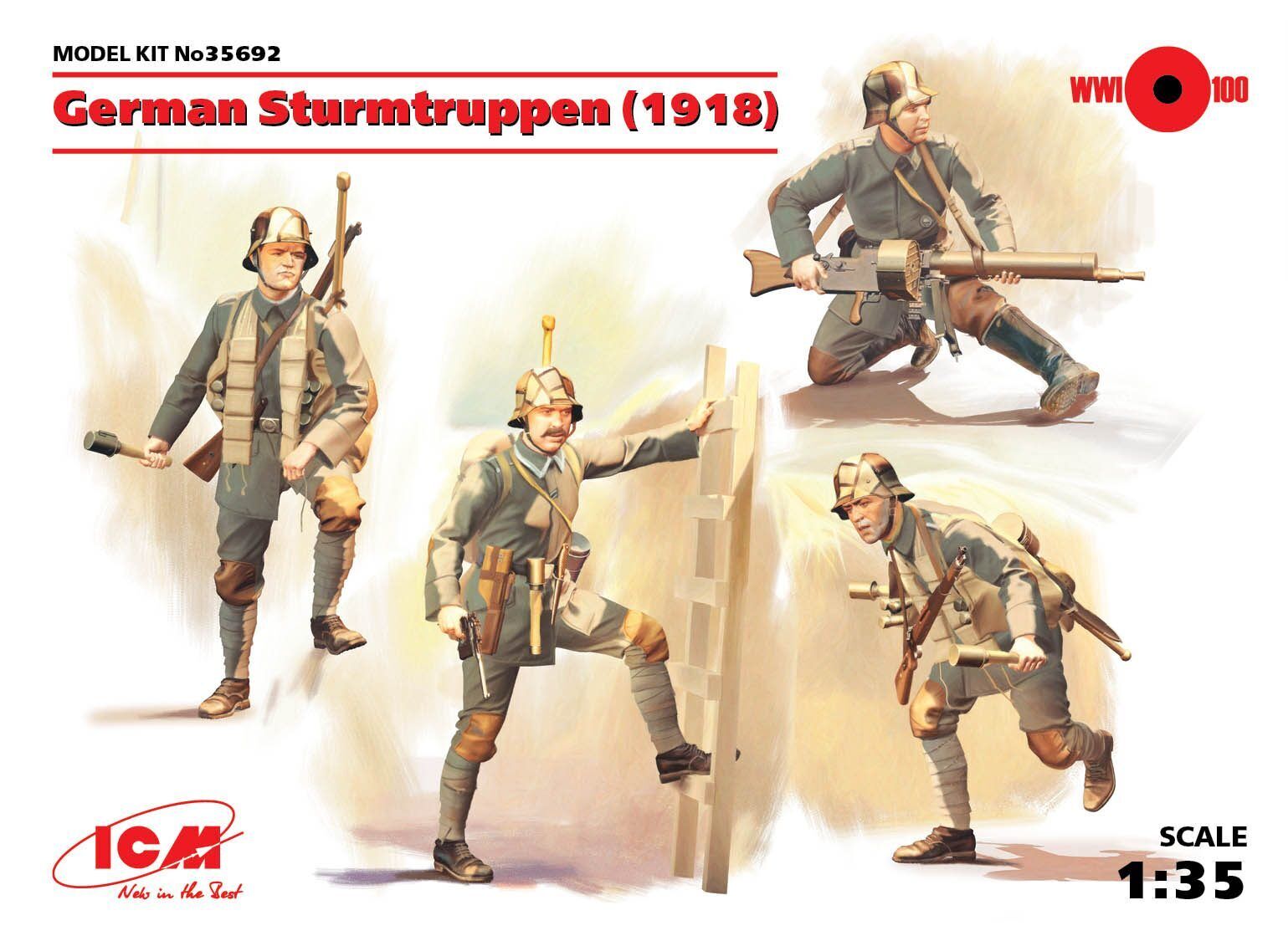 ICM 1/35 German Sturmtruppen (1918) (4 Figures) Plastic Model Kit