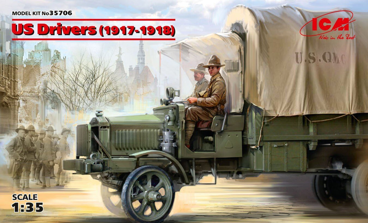 ICM 1/35 US Drivers (1917-1918) (2 Figures) Plastic Model Kit ICM35706