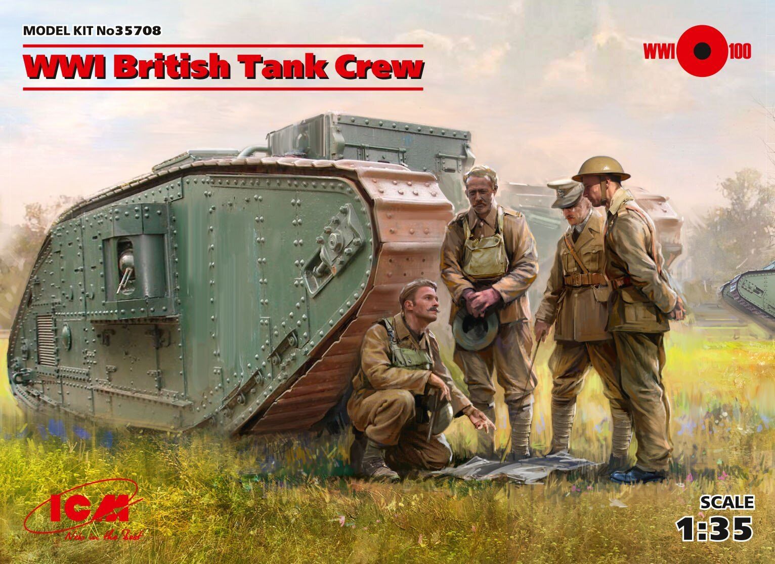 ICM 1/35 WWI British Tank Crew (4 Figures) Plastic Model Kit