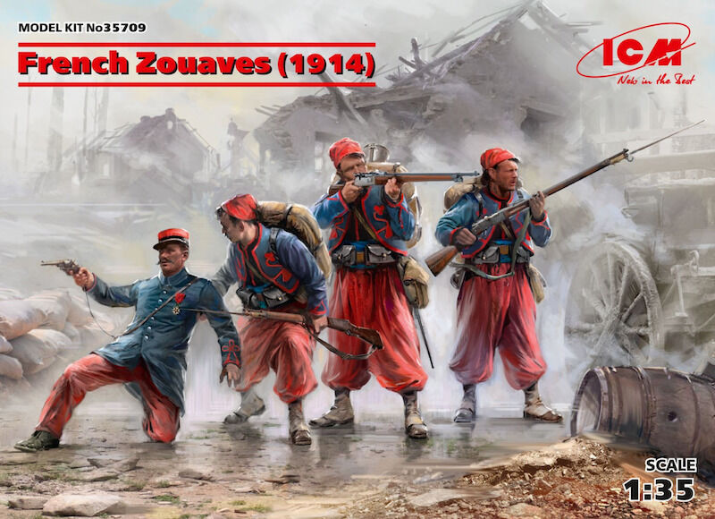 ICM 1/35 French Zouaves (1914) (4 Figures) Plastic Model Kit