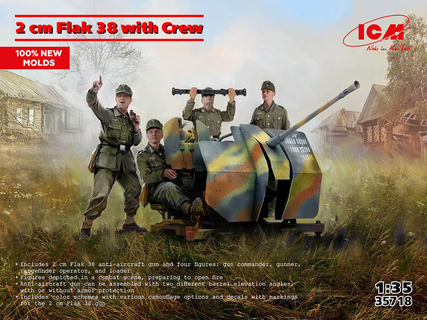 ICM 1/35 Flak 38 with Crew Plastic Model Kit