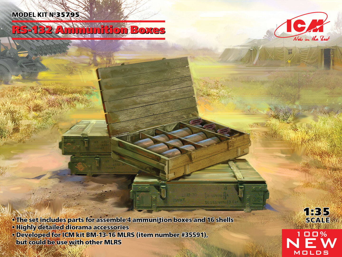 ICM 1/35 RS-132 Ammunition Boxes Plastic Model Kit