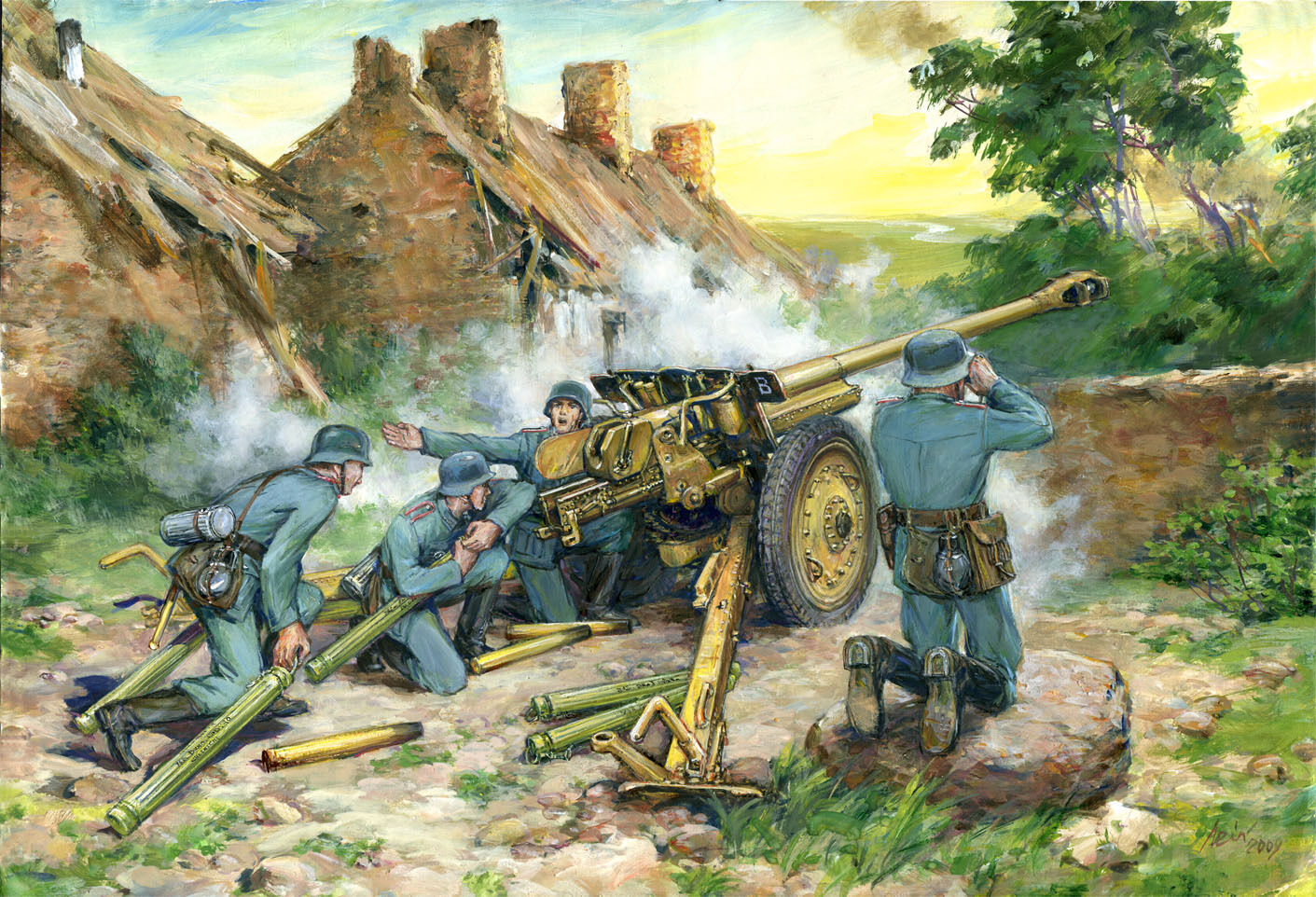 ICM 1/35 7.62 cm Pak 36(r) with German Crew (4 Figures) Plastic Model Kit