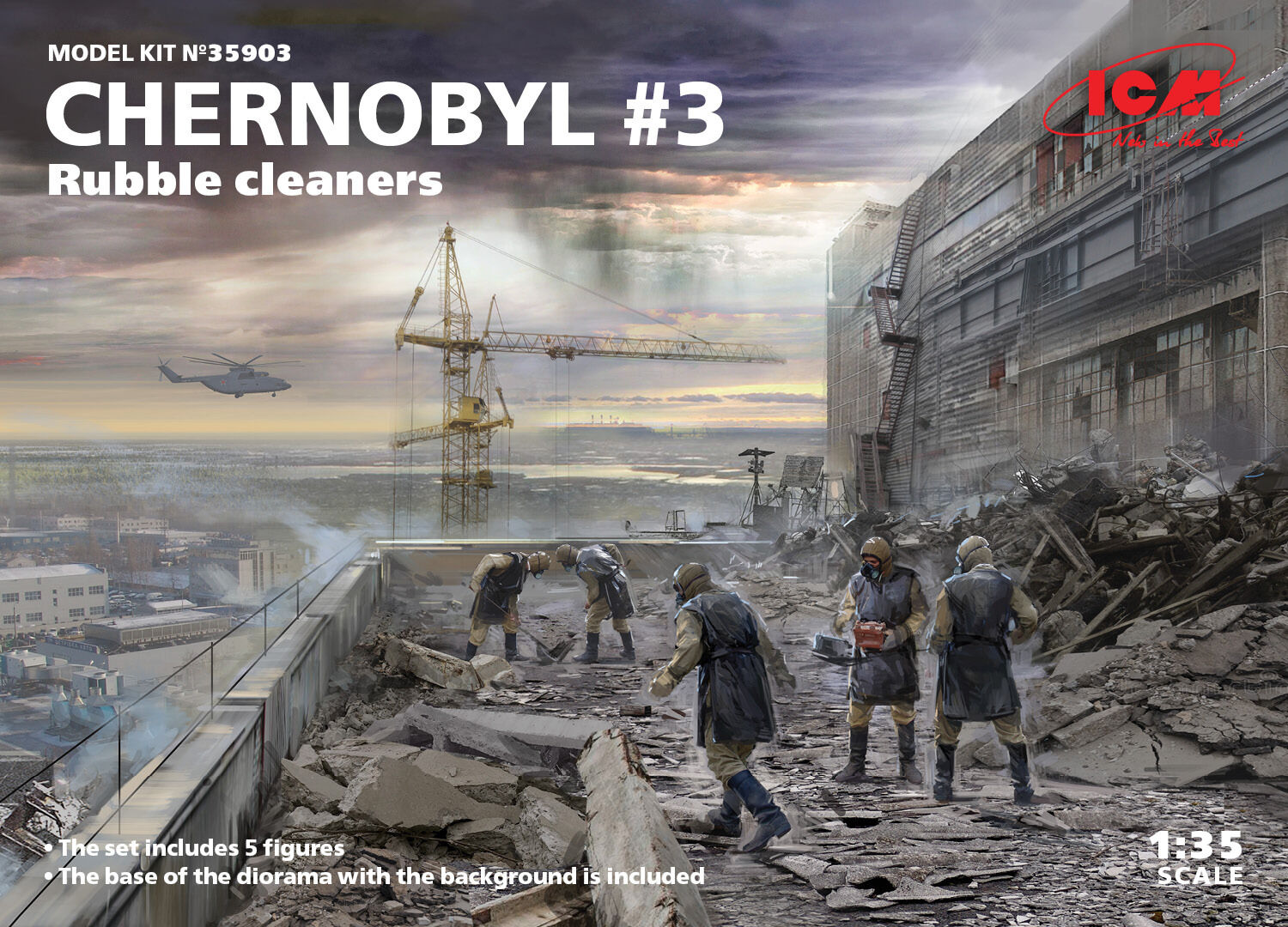 ICM 1/35 Chernobyl#3. Rubble cleaners (5 Figures) Plastic Model Kit