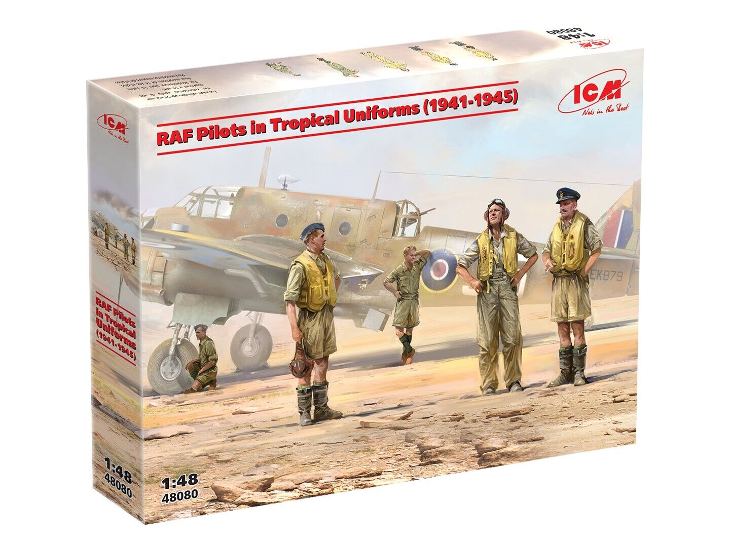 ICM 1/48 RAF Pilots in Tropical Uniforms (1941-1945) Plastic Model Kit