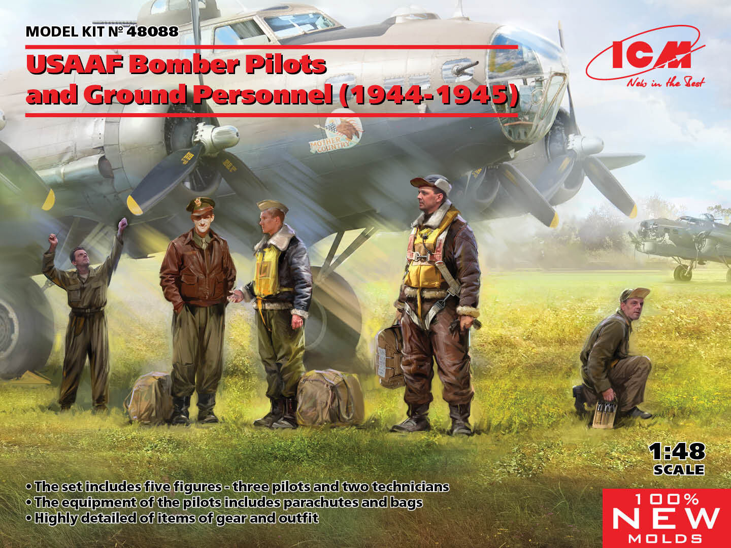 ICM 1/48 USAAF Bomber Pilots and Ground Personnel (1944-1945) Plastic Model Kit