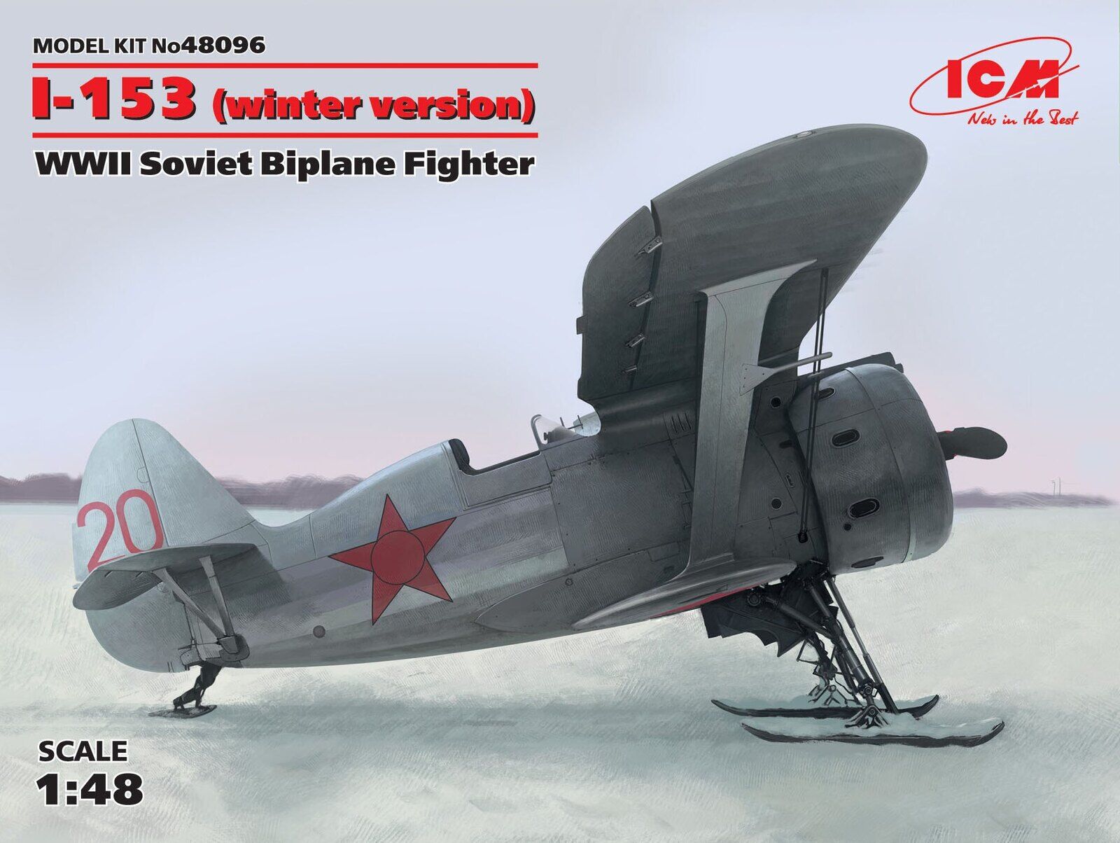 ICM 1/48 I-153 WWII Soviet Biplane Fighter (winter version) Plastic Model Kit