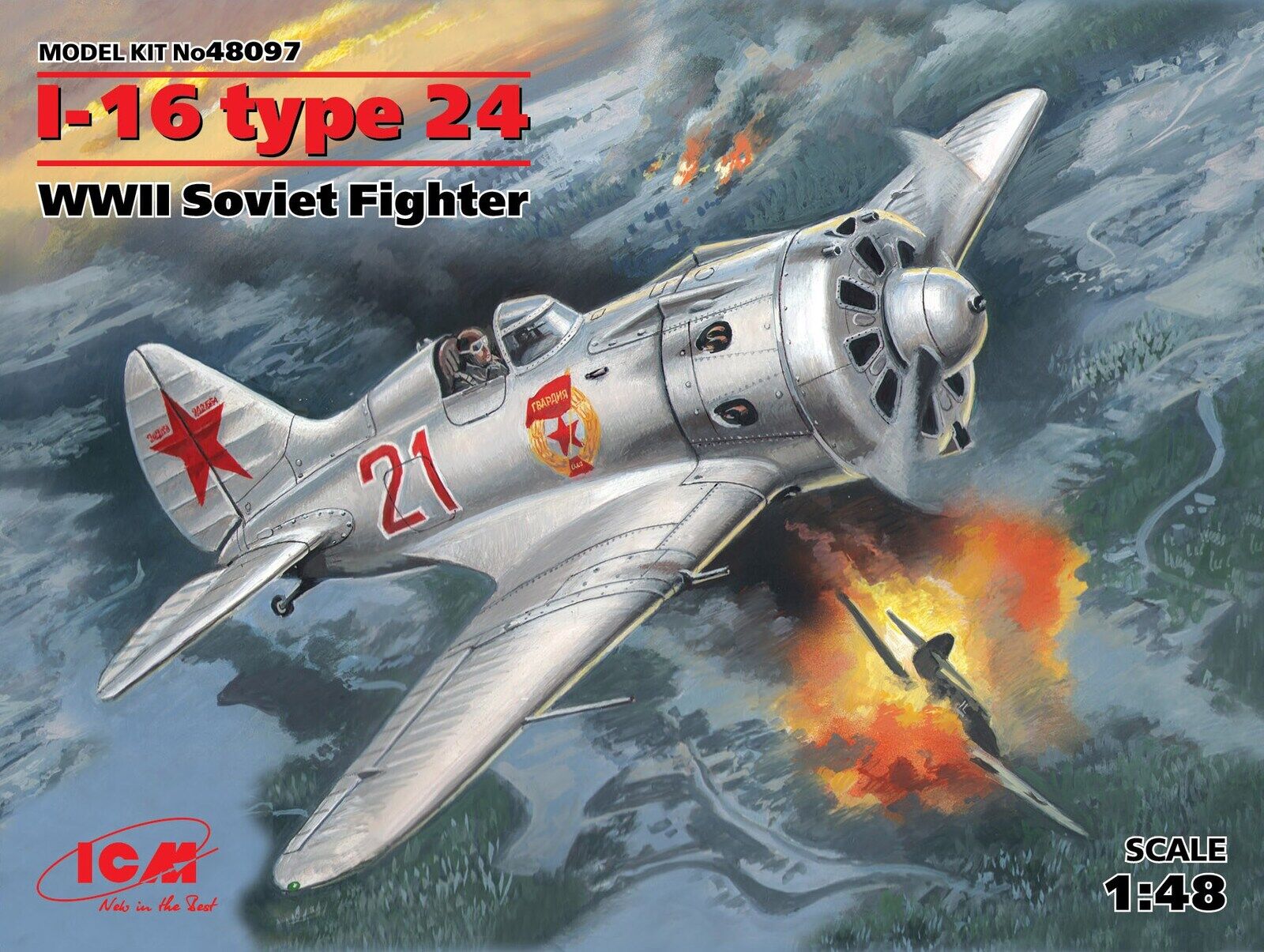 ICM 1/48 I-16 type 24 WWII Soviet Fighter Plastic Model Kit