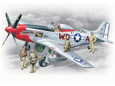 ICM 1/48 Mustang P-51D with USAAF Pilots and Ground Personnel Plastic Model Kit